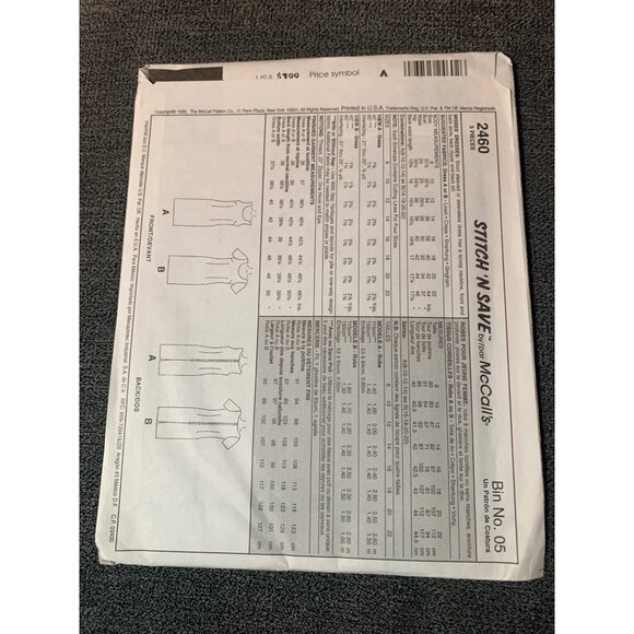 McCalls Pattern 2460 Dress Sewing Pattern Size 16-18-20-22 uncut 1999 - Picture 2 of 2